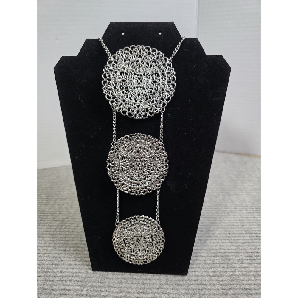 Southeast Asian Kebaya Dokoh Kerongsang Brooch Pin Chain Necklace Silver-Tone